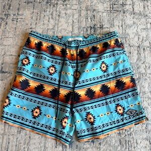 PacSun Blue Aztec Print Swim Trunks – Size Medium